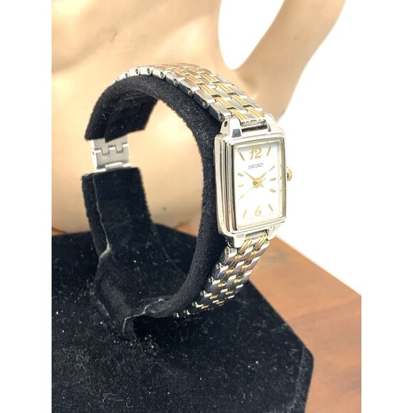 Seiko Women's Watch SXGL59 Quartz Petite Tank Rectangle White Dial 2-Tone Steel - Picture 14 of 14